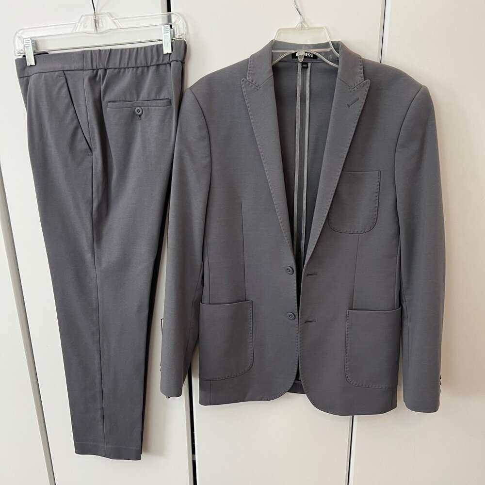 Men's Express - Extra Slim Gray Washable Modern Tech Suit Jacket and dress pants